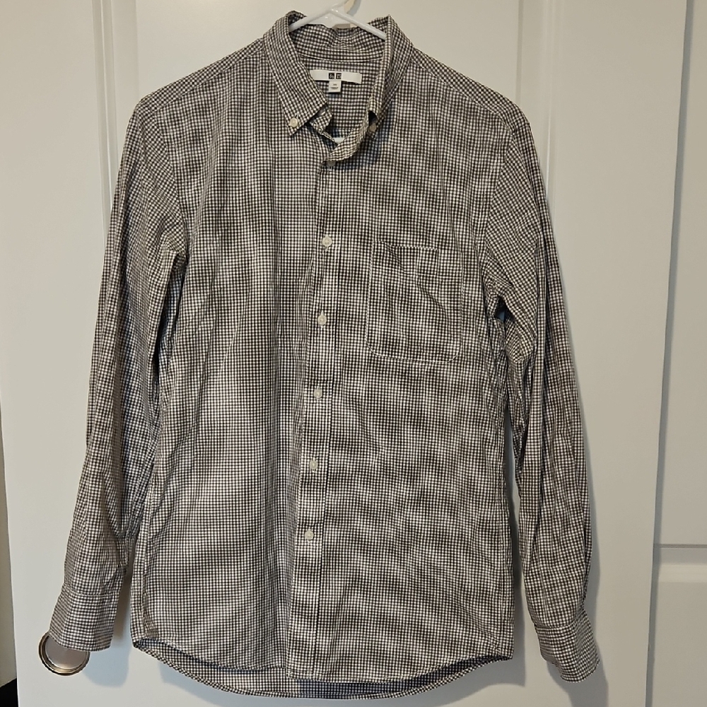 Uniqlo - Men's XS - Grey and White Checkered Shirt